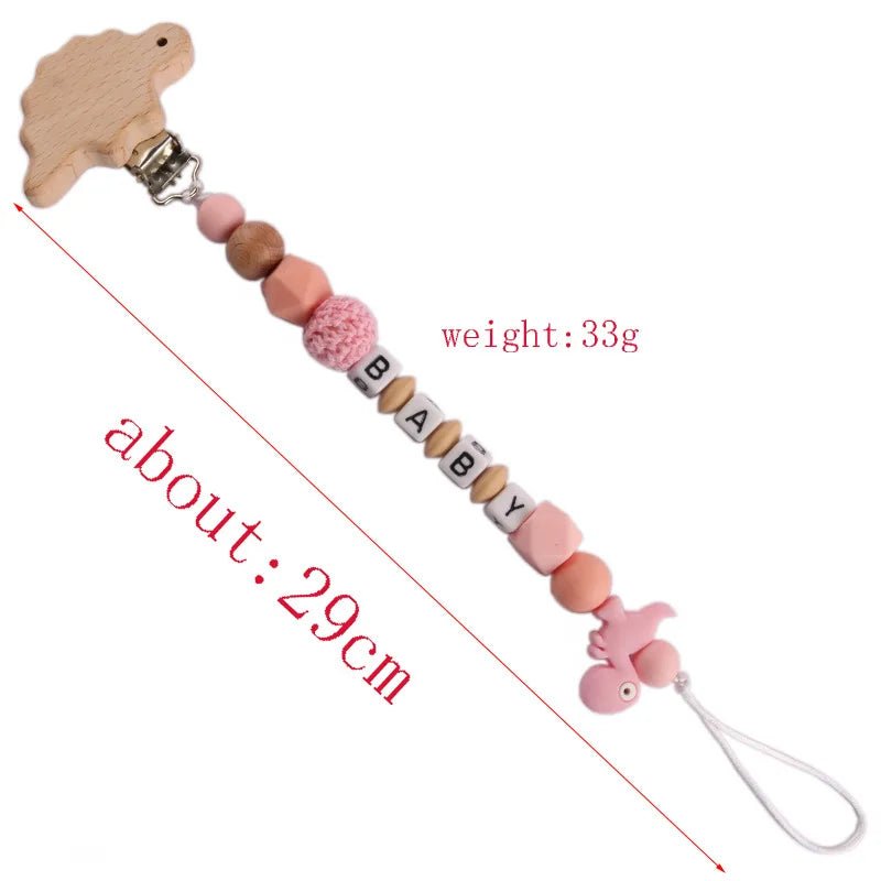 Personalized Baby Pacifier Clip Dinosaur Teether - Cake Pops Parties