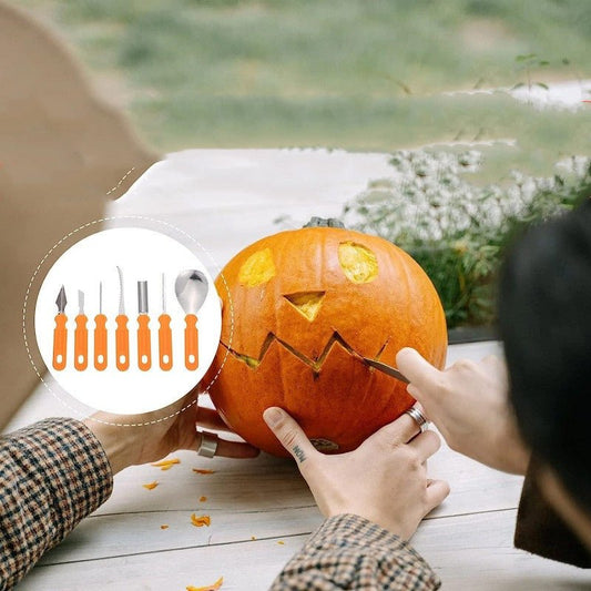 Premium Pumpkin Carving Set - 7 Piece Stainless Steel Tools - Cake Pops Parties
