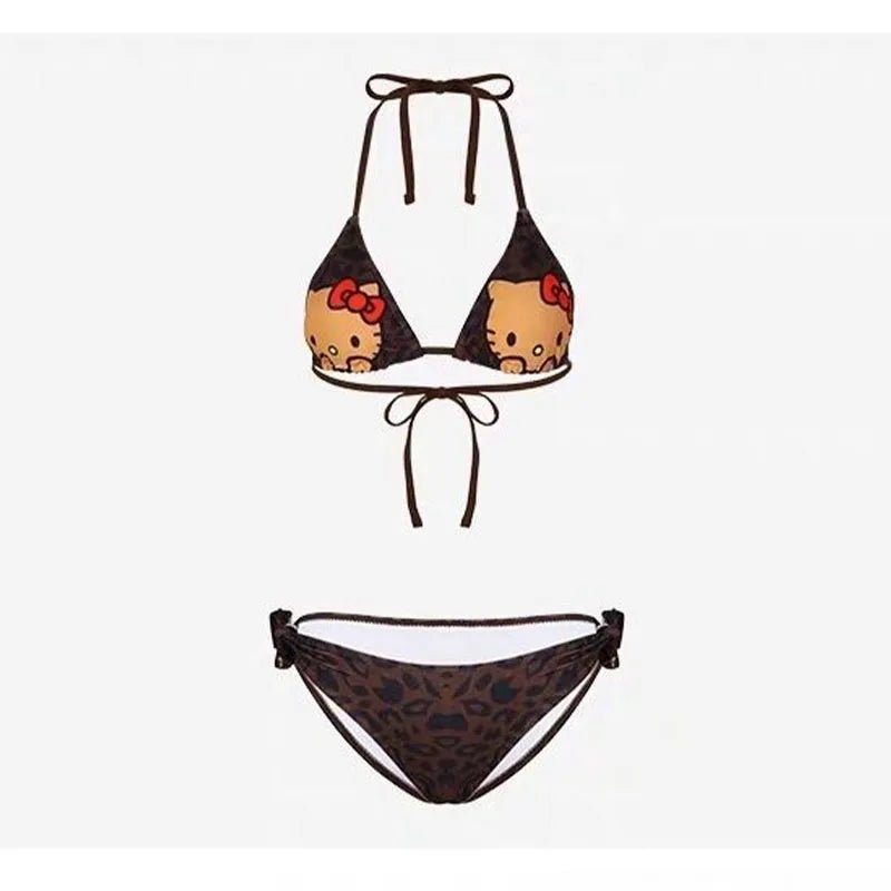 Sanrio Hello Kitty Leopard Print Bikini | Y2K Women's Beach Swimsuit - Cake Pops Parties