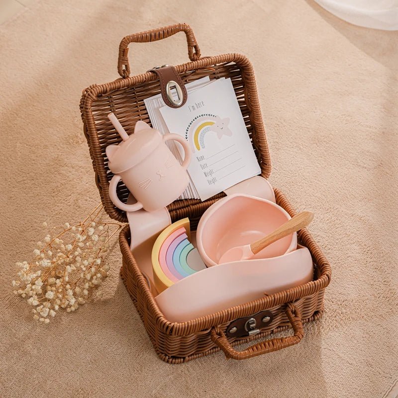 Silicone Baby Feeding Set & Rainbow Stacker - Cake Pops Parties