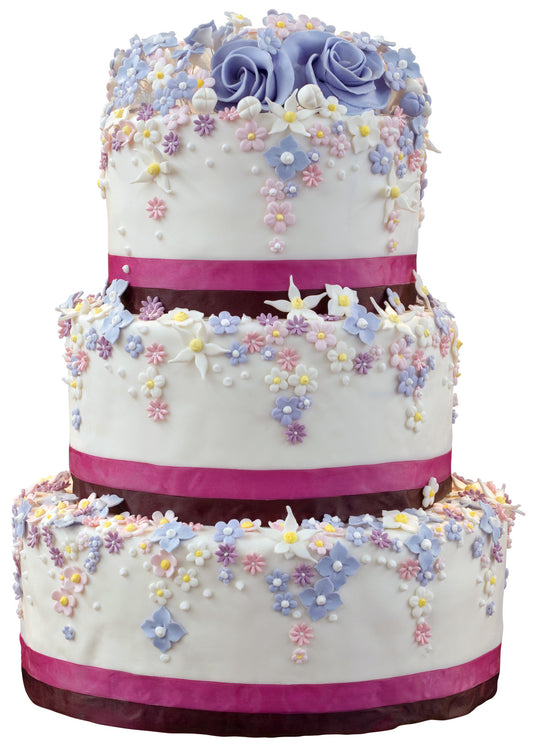 Purple Elegant Floral Wedding Cake With Edible Decoration