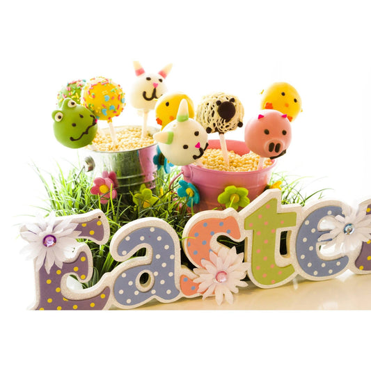 Easter bunnies, sheep, chicks, frog, pig and eggs cake pops - Cake Pops Parties