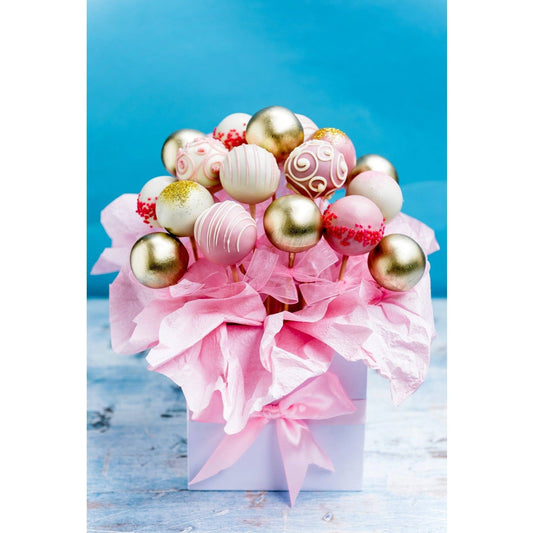 Pink and Gold Cake Pops Box Bouquet With Edible Decoration For Any Occasion - Cake Pops Parties