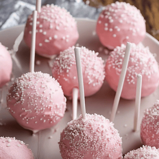 Pink Cake Pops with White Sprinkles Poetry - Cake Pops Parties