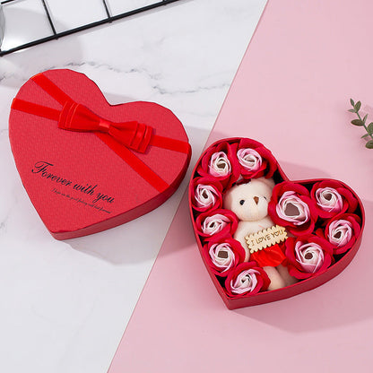 Coffret cadeau rose rouge en forme de cœur
