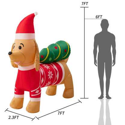 Décoration d'arbre de Noël en forme de chien saucisse de 7 pieds