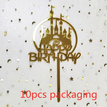 10 Pcs 36 Styles Happy Birthday Cake Topper Pink Gold Acrylic Cake Toppers Baby Shower Party - Cake Pops Parties