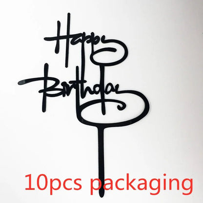 10 Pcs 36 Styles Happy Birthday Cake Topper Pink Gold Acrylic Cake Toppers Baby Shower Party - Cake Pops Parties