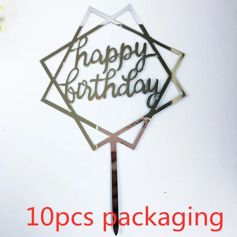 10 Pcs 36 Styles Happy Birthday Cake Topper Pink Gold Acrylic Cake Toppers Baby Shower Party - Cake Pops Parties