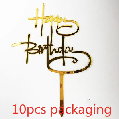 10 Pcs 36 Styles Happy Birthday Cake Topper Pink Gold Acrylic Cake Toppers Baby Shower Party - Cake Pops Parties