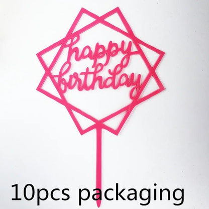 10 Pcs 36 Styles Happy Birthday Cake Topper Pink Gold Acrylic Cake Toppers Baby Shower Party - Cake Pops Parties
