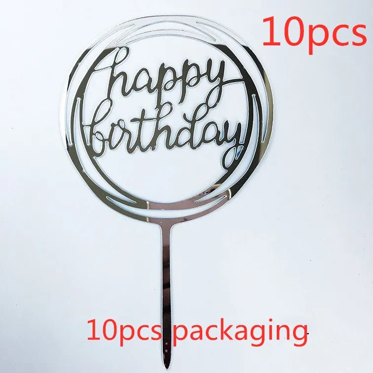 10 Pcs 36 Styles Happy Birthday Cake Topper Pink Gold Acrylic Cake Toppers Baby Shower Party - Cake Pops Parties