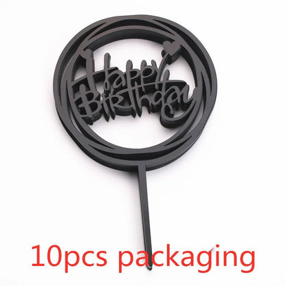 10 Pcs 36 Styles Happy Birthday Cake Topper Pink Gold Acrylic Cake Toppers Baby Shower Party - Cake Pops Parties