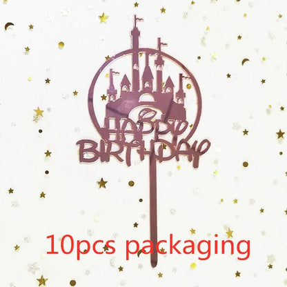 10 Pcs 36 Styles Happy Birthday Cake Topper Pink Gold Acrylic Cake Toppers Baby Shower Party - Cake Pops Parties