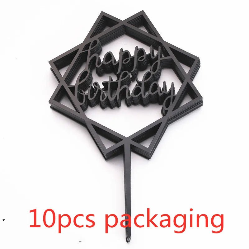 10 Pcs 36 Styles Happy Birthday Cake Topper Pink Gold Acrylic Cake Toppers Baby Shower Party - Cake Pops Parties