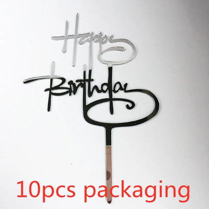 10 Pcs 36 Styles Happy Birthday Cake Topper Pink Gold Acrylic Cake Toppers Baby Shower Party - Cake Pops Parties