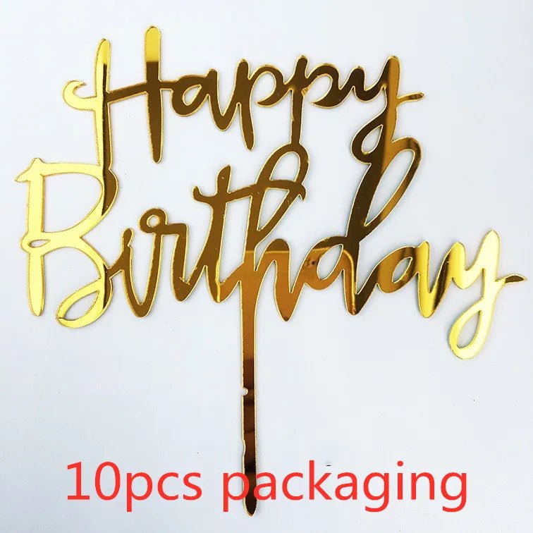 10 Pcs 36 Styles Happy Birthday Cake Topper Pink Gold Acrylic Cake Toppers Baby Shower Party - Cake Pops Parties