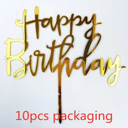 10 Pcs 36 Styles Happy Birthday Cake Topper Pink Gold Acrylic Cake Toppers Baby Shower Party - Cake Pops Parties
