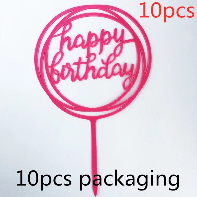 10 Pcs 36 Styles Happy Birthday Cake Topper Pink Gold Acrylic Cake Toppers Baby Shower Party - Cake Pops Parties