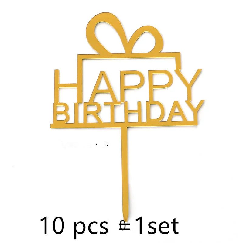 10 Pcs 36 Styles Happy Birthday Cake Topper Pink Gold Acrylic Cake Toppers Baby Shower Party - Cake Pops Parties