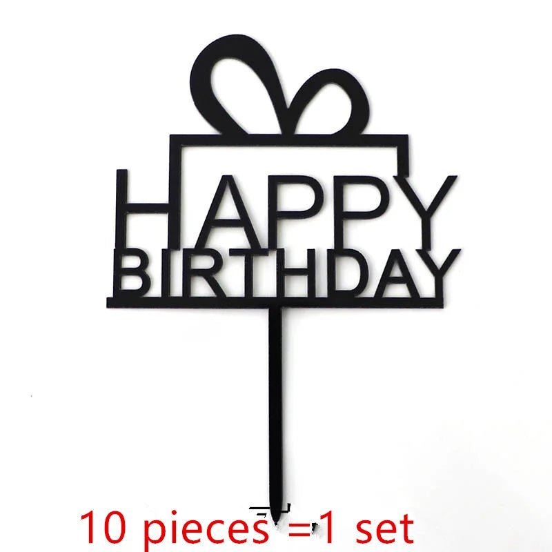 10 Pcs 36 Styles Happy Birthday Cake Topper Pink Gold Acrylic Cake Toppers Baby Shower Party - Cake Pops Parties