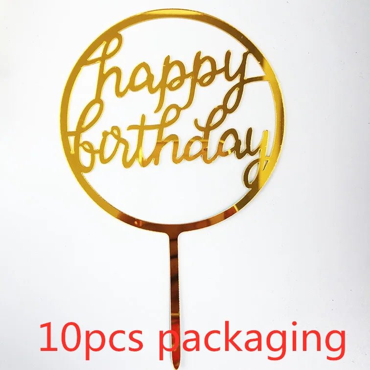 10 Pcs 36 Styles Happy Birthday Cake Topper Pink Gold Acrylic Cake Toppers Baby Shower Party - Cake Pops Parties