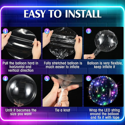 10Pcs LED Light Up Bobo Balloons - Cake Pops Parties