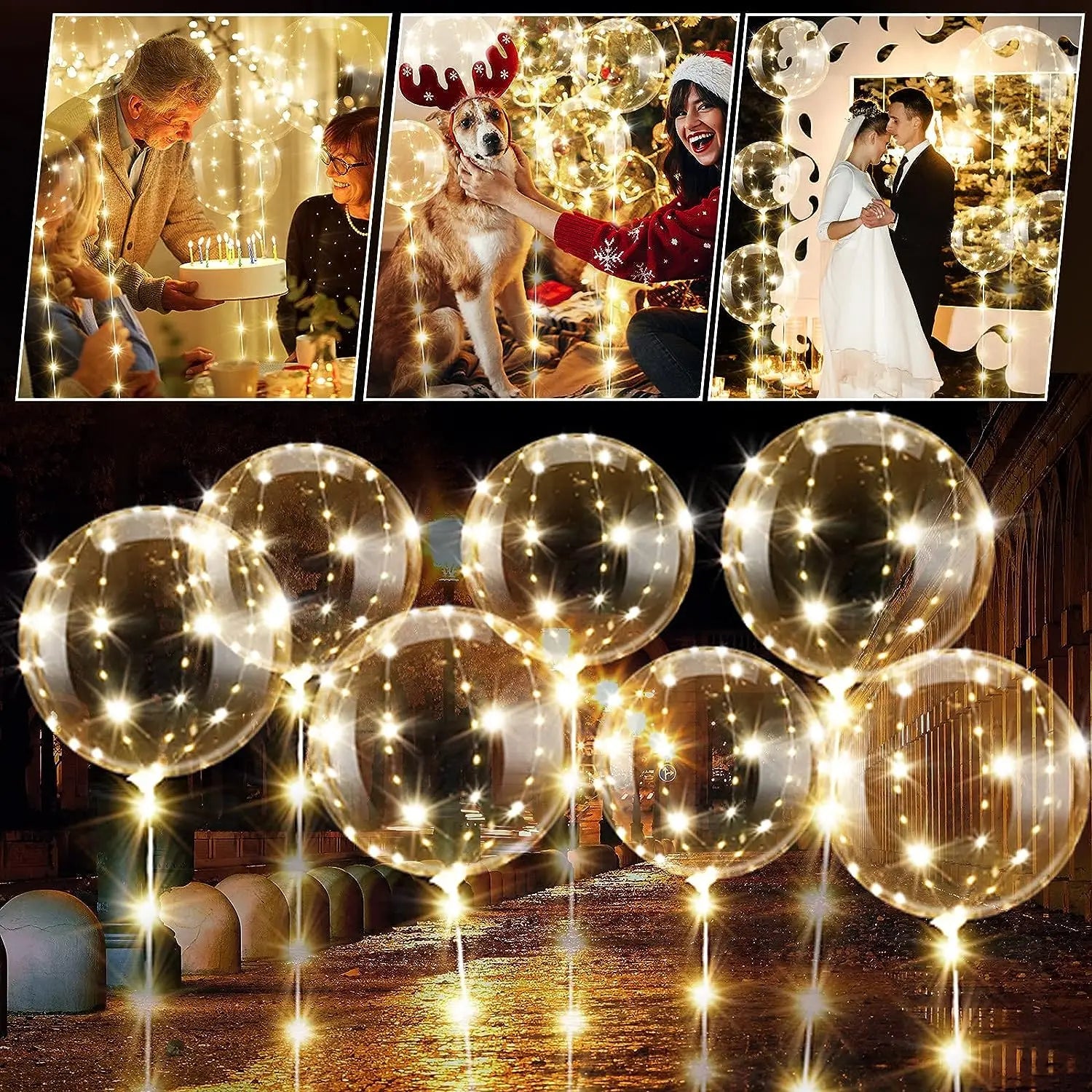 10Pcs LED Light Up Bobo Balloons - Cake Pops Parties