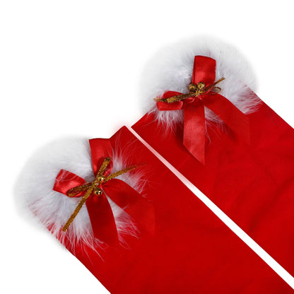 Bas de Noël à long nœud rouge
