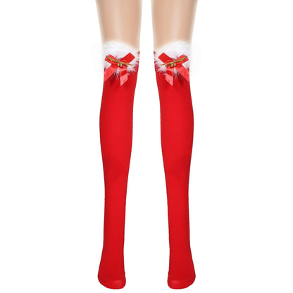 Bas de Noël à long nœud rouge