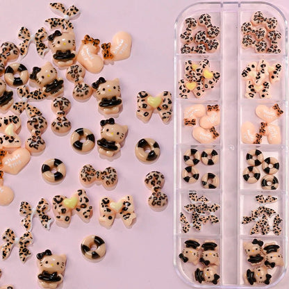 12Grid Sanrio Nail Charms 3D Kuromi Cinnamoroll Hello Kitty Set - Cake Pops Parties