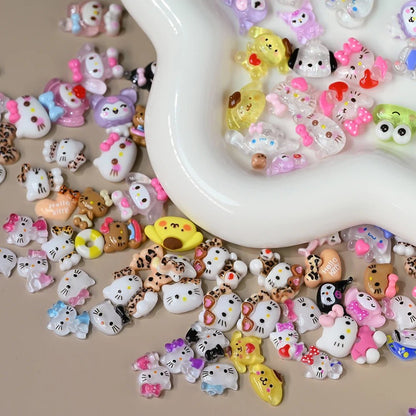 12Grid Sanrio Nail Charms 3D Kuromi Cinnamoroll Hello Kitty Set - Cake Pops Parties