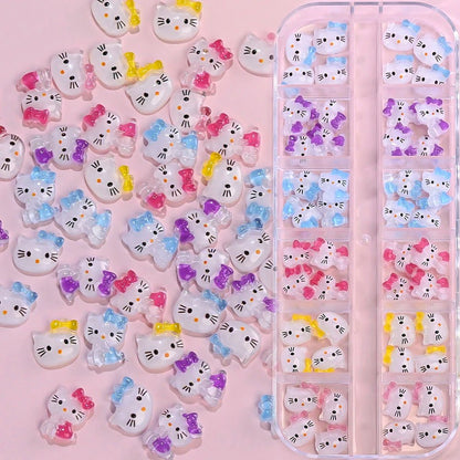 12Grid Sanrio Nail Charms 3D Kuromi Cinnamoroll Hello Kitty Set - Cake Pops Parties