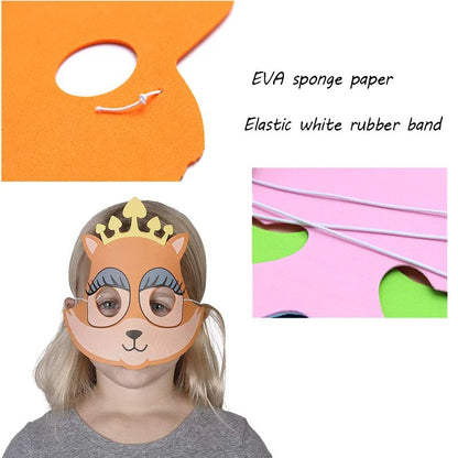 12pcs Jungle Safari Animal Foam Masks Set - Cake Pops Parties