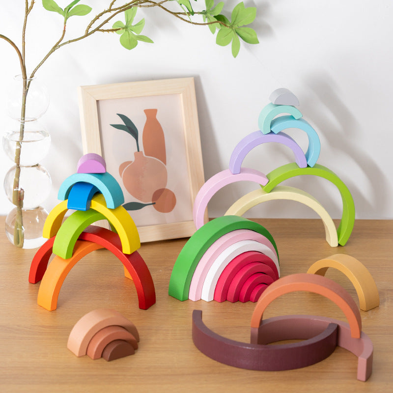 Rainbow Wooden Block Puzzle Set