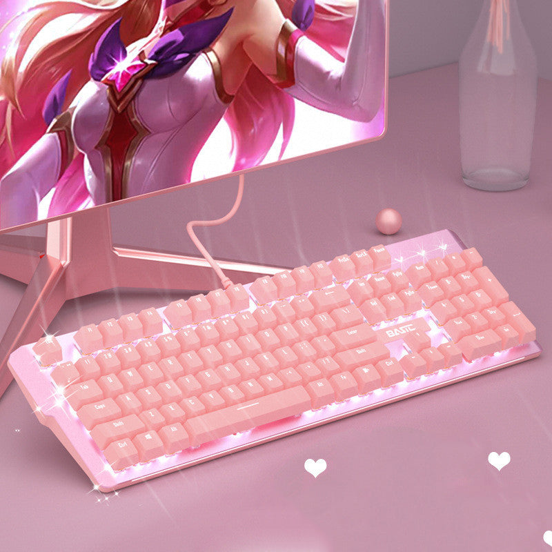 Pink Mechanical Keyboard & Mouse Set