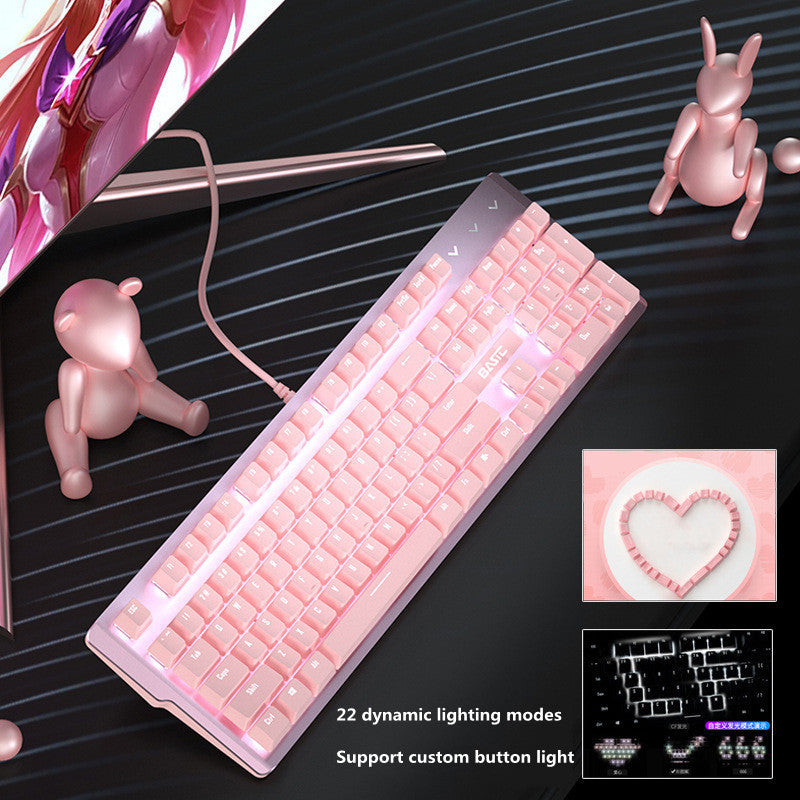Pink Mechanical Keyboard & Mouse Set
