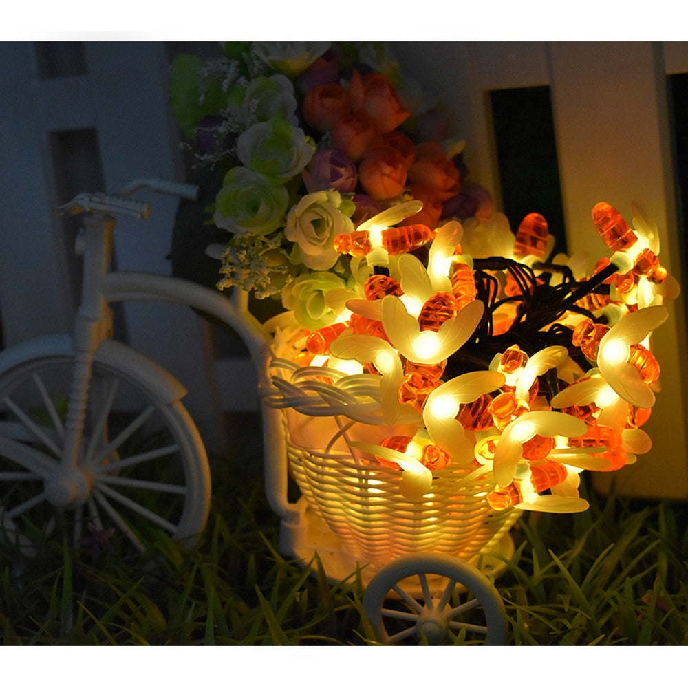 Guirlande lumineuse solaire en forme d'abeille pour décoration de jardin de Noël