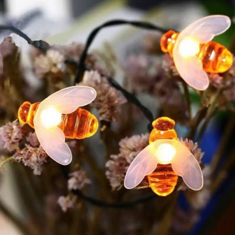 Guirlande lumineuse solaire en forme d'abeille pour décoration de jardin de Noël