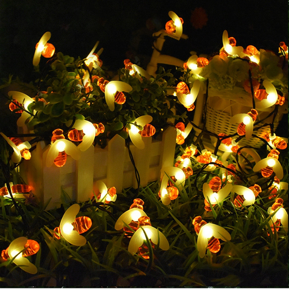 Guirlande lumineuse solaire en forme d'abeille pour décoration de jardin de Noël