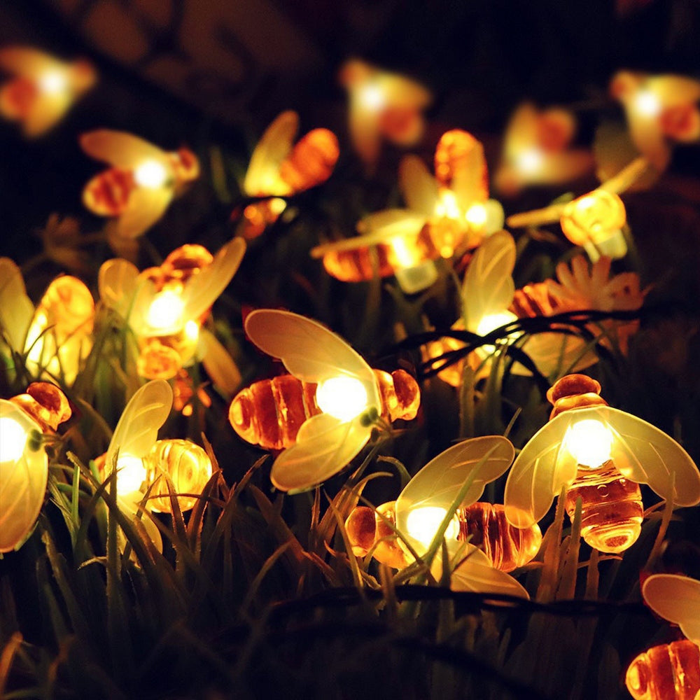 Guirlande lumineuse solaire en forme d'abeille pour décoration de jardin de Noël