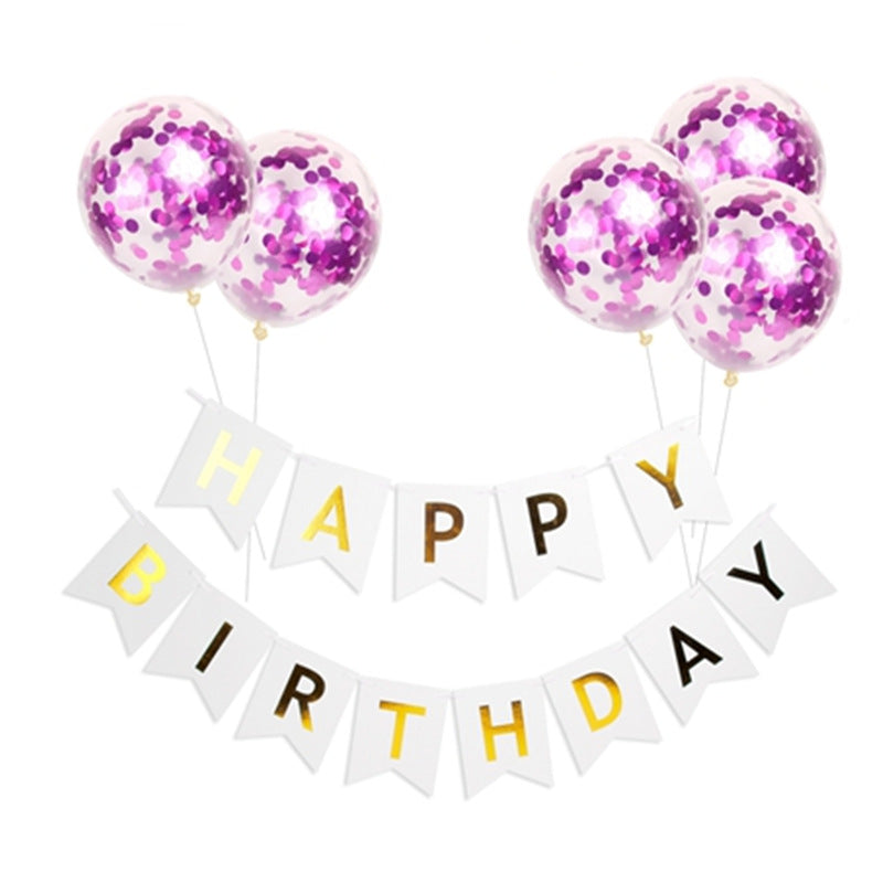 Bannière et ballons « Joyeux anniversaire » en or rose