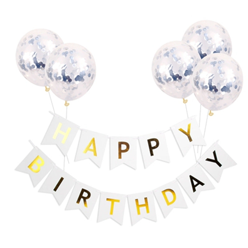 Bannière et ballons « Joyeux anniversaire » en or rose