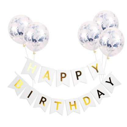 Bannière et ballons « Joyeux anniversaire » en or rose