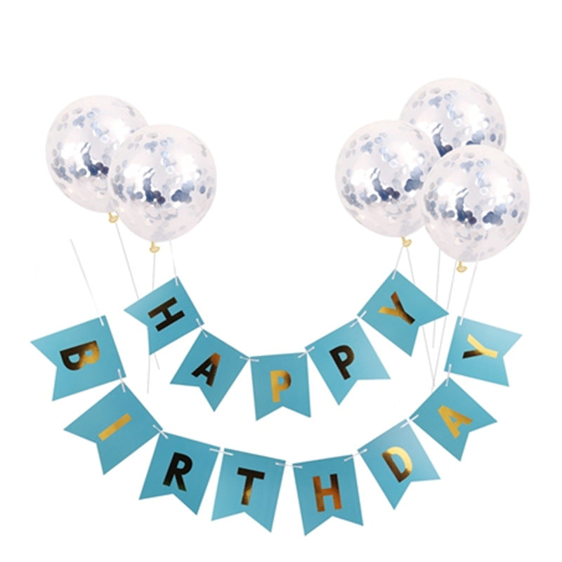Bannière et ballons « Joyeux anniversaire » en or rose