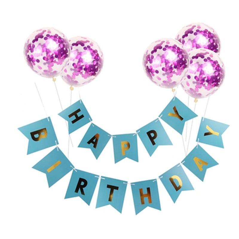 Bannière et ballons « Joyeux anniversaire » en or rose