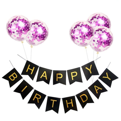 Bannière et ballons « Joyeux anniversaire » en or rose