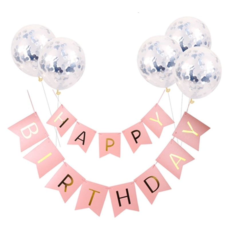 Bannière et ballons « Joyeux anniversaire » en or rose