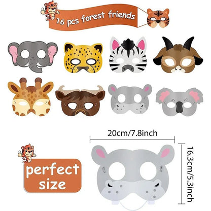16pcs Jungle Animal Party Masks - Cake Pops Parties