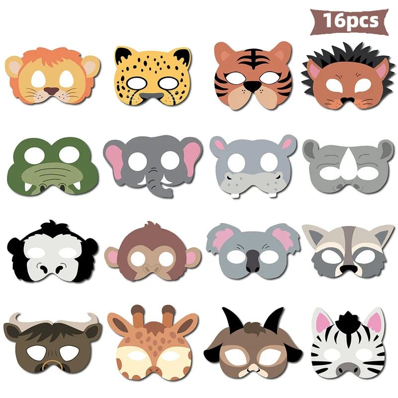 16pcs Jungle Animal Party Masks - Cake Pops Parties